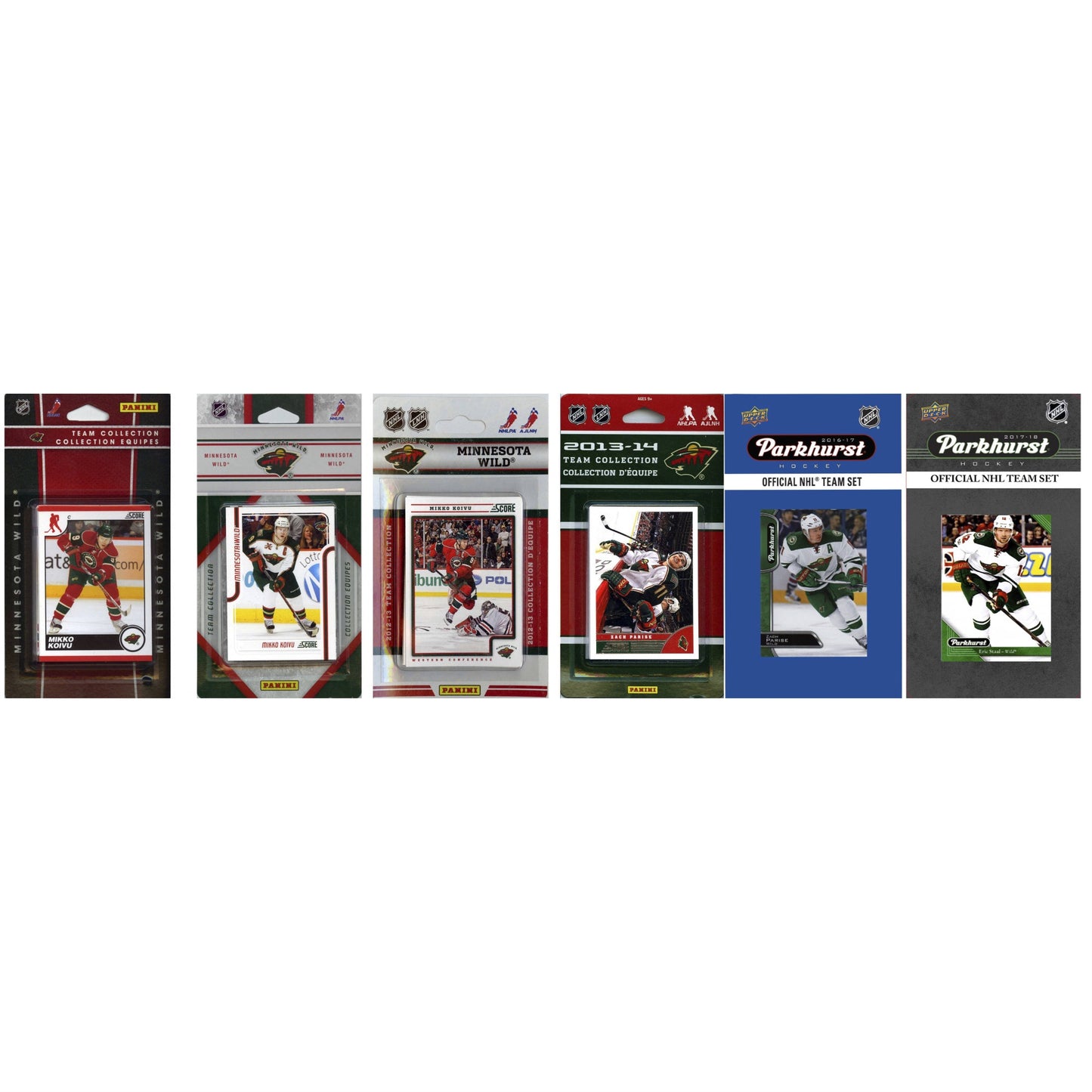 Nhl Minnesota Wild 6 Different Licensed Trading Card Team Sets