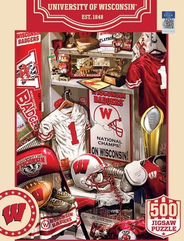 Masterpieces Game Day 500 Piece Jigsaw Puzzle For Adults - Ncaa Wisconsin Badgers Locker Room - 15'X21'