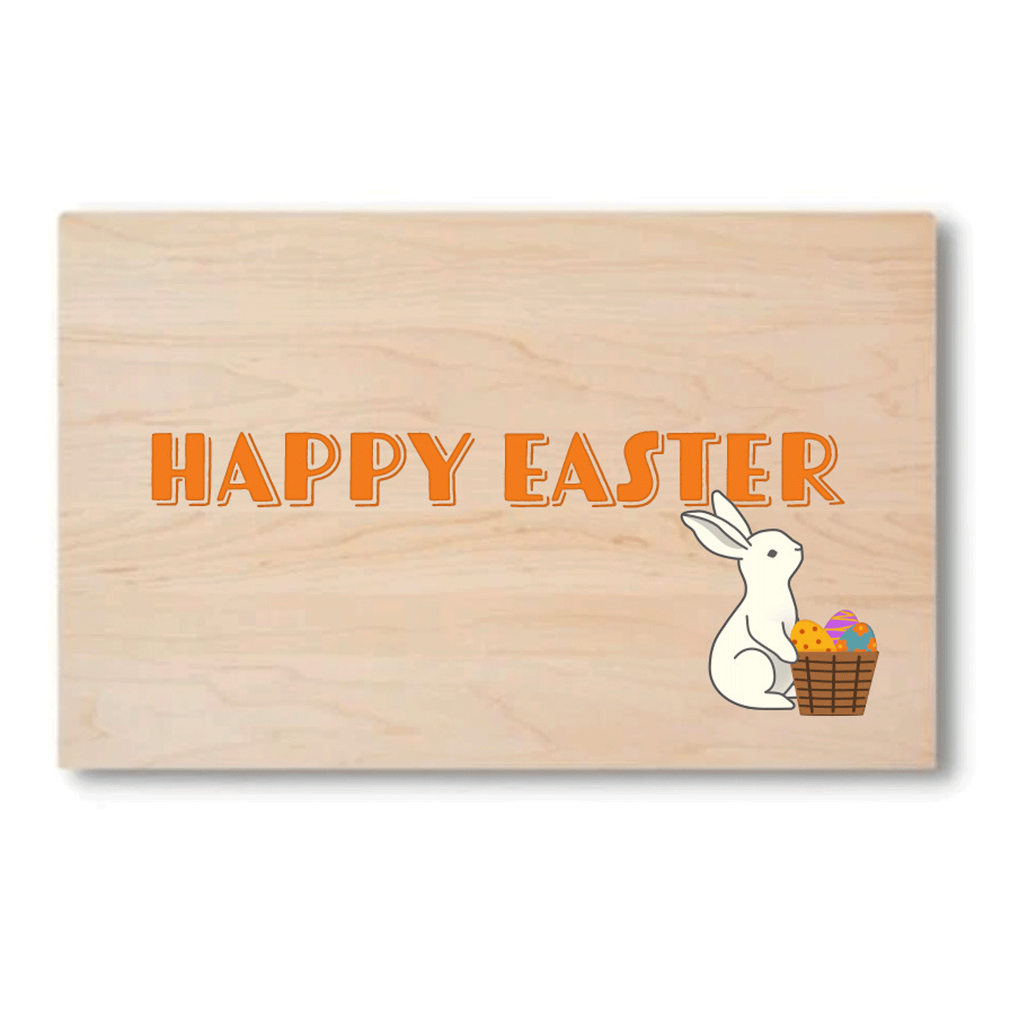 Happy Easter Solid Maple Wood Serving Board Platter - 11" x 16" | Easter Egg Wooden Tokens | Made in the USA 🇺🇸