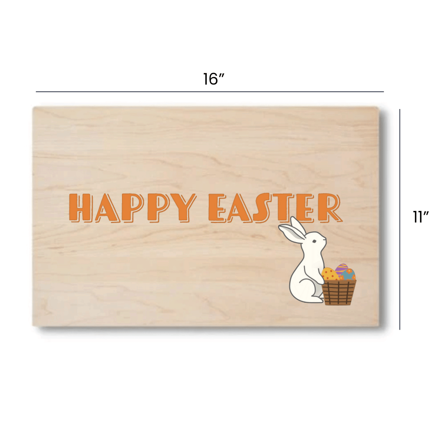 Happy Easter Solid Maple Wood Serving Board Platter - 11" x 16" | Easter Egg Wooden Tokens | Made in the USA 🇺🇸
