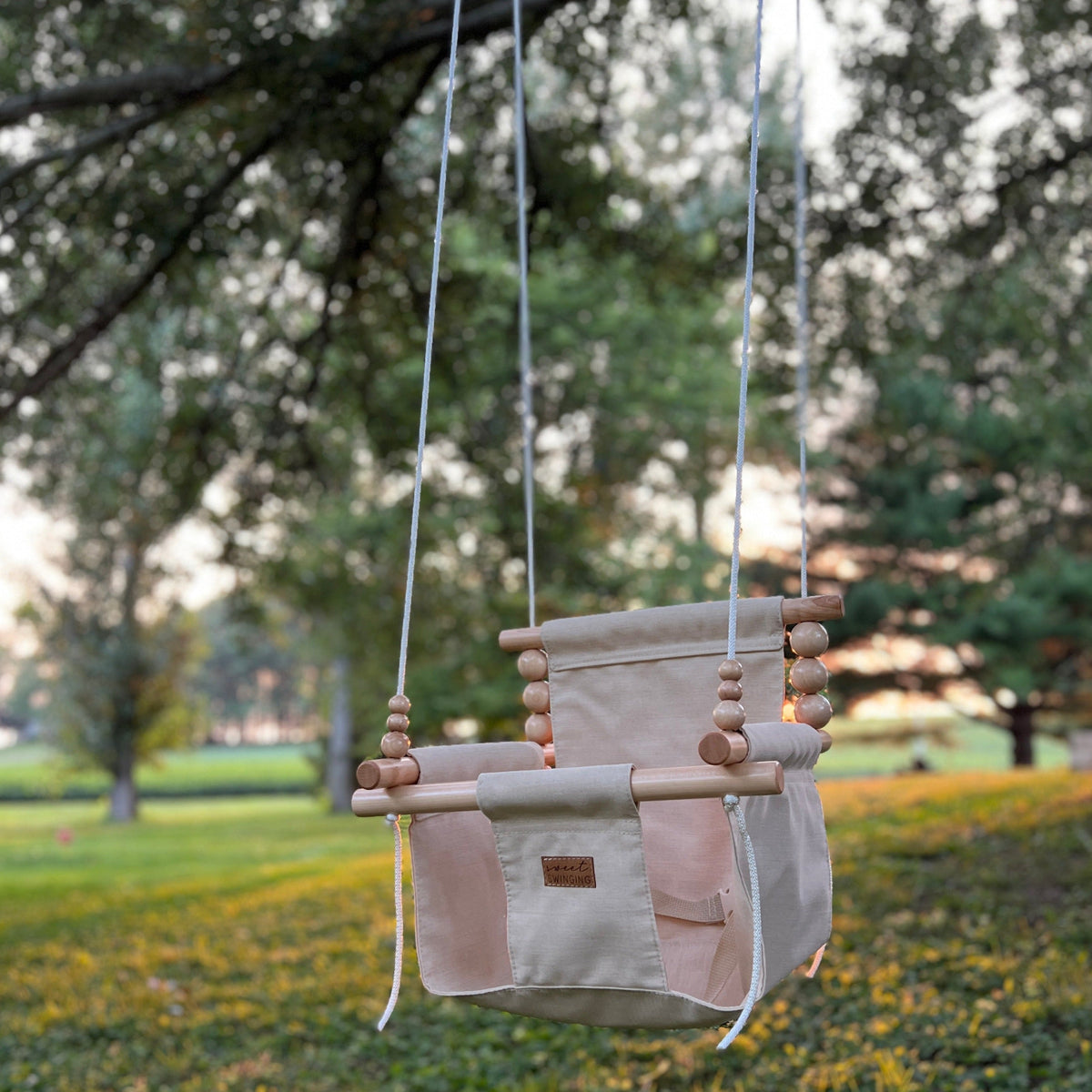 Premium Outdoor High Back Baby & Toddler Swing- Wheat