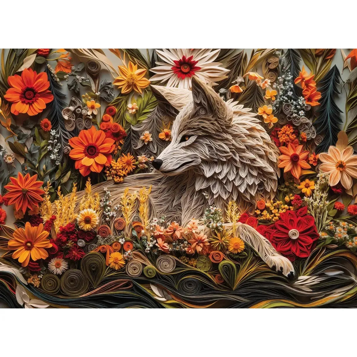 Wildflower Wolf 1000 Piece Jigsaw Puzzle Final Piece