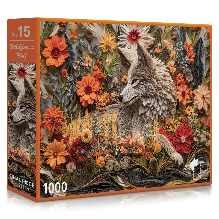 Wildflower Wolf 1000 Piece Jigsaw Puzzle Final Piece