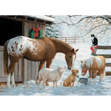 Winter Barnyard 350 Piece Family Jigsaw Puzzle Cobble Hill