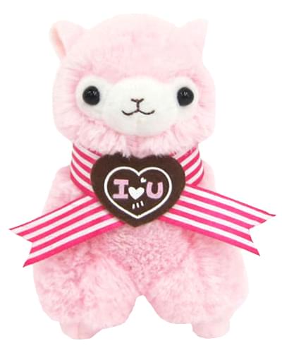 Llama Sweet Heart Alpaca 4.5'' Plush Key Chain Pink