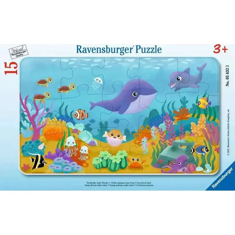 Young Animals Under Water 15 Piece Tray Jigsaw Puzzle Ravensburger