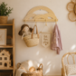 Montessori Rainbow Wall Hanger  |  Rattan Wall Rack | Boho Nursery Wall Hooks for Kids