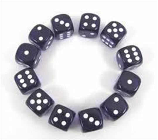 23607 16 Mm Purple With White Translucent D6 Dice Set Of 12