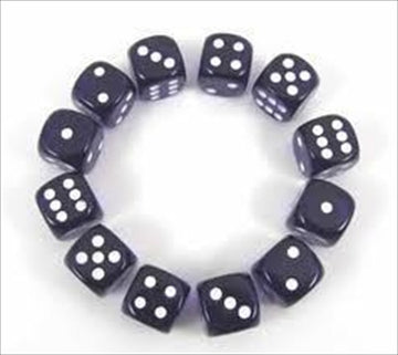 23607 16 Mm Purple With White Translucent D6 Dice Set Of 12
