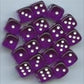 23807 12 mm Set Of Purple With White Translucent D6 Dice Set Of 36