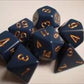 Chessex Manufacturing 25426 Opaque Dusty Blue With Copper Polyhedral Dice Set Of 7