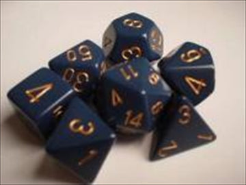 Chessex Manufacturing 25426 Opaque Dusty Blue With Copper Polyhedral Dice Set Of 7