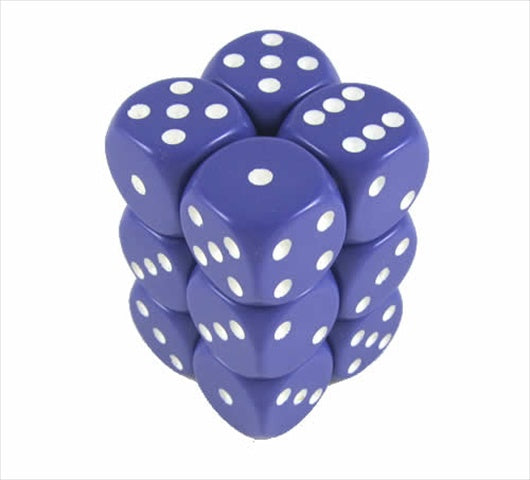chessex Manufacturing 25607 Opaque Purple With White - 16 mm Six Sided Dice Set Of 12