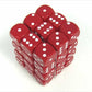 25804 Opaque Red With White - 12 mm Six Sided Dice Set Of 36