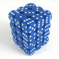 25806 Opaque Blue With White - 12 mm Six Sided Dice Set Of 36