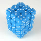25816 Opaque Light Blue With White - 12 mm Six Sided Dice Set Of 36