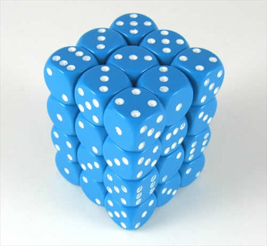 25816 Opaque Light Blue With White - 12 mm Six Sided Dice Set Of 36