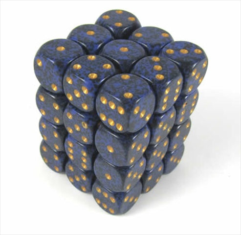 25937 golden cobalt Speckled - 6 Sided 12 mm Dice Set Of 36