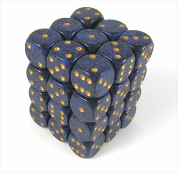 25937 golden cobalt Speckled - 6 Sided 12 mm Dice Set Of 36