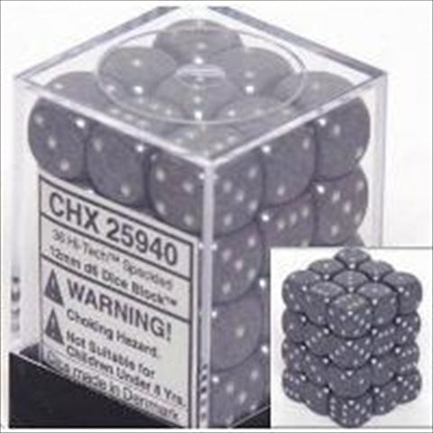 chessex Manufacturing 25940 Hi-Tech Speckled - 6 Sided 12 mm Dice Set Of 36