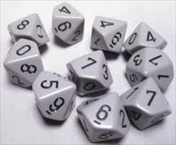 Chessex Manufacturing 26210 Opaque Grey With Black - Ten Sided Die D10 Set Of 10
