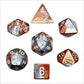 Chessex Manufacturing 26424 Cube Gemini Set Of 7 Dice - Copper & Steel With White Numbering