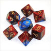 Chessex Manufacturing 26429 Cube Gemini Set Of 7 Dice - Blue & Red With Gold Numbering