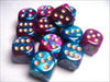 Chessex Manufacturing 26649 D6 Cube Gemini Set Of 12 Dice  16 Mm - Purple & Teal With Gold Numbering