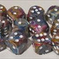 27440 Festive carousel With White Numbers Dice Set Of 7