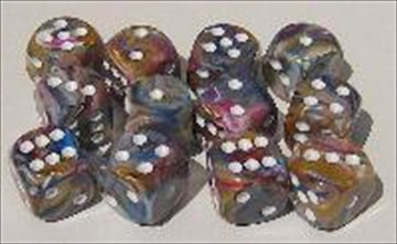 27440 Festive carousel With White Numbers Dice Set Of 7