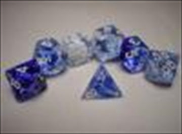 27466 Nebula Dark Blue White Numbers Dice Set Of 7