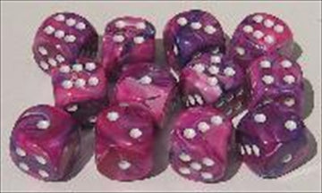 27657 16 mm Festive Violet With White Numbers D6 Dice Set Of 12