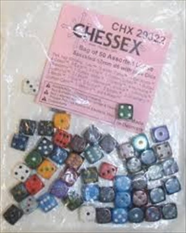 Chessex Manufacturing 29322 Speckled 12 Mm D6 With Pips Assorted Dice  Bag - 50