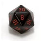 Chessex Manufacturing Xq2018 Opaque Single Jumbo 34 Mm D20 Dice Black With Red