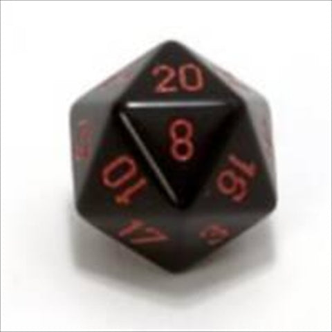 Chessex Manufacturing Xq2018 Opaque Single Jumbo 34 Mm D20 Dice Black With Red