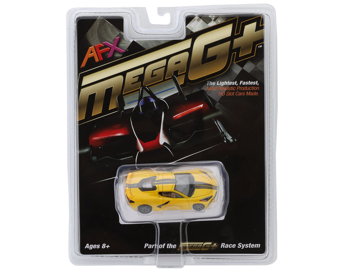 AFX Corvette C8 HO Slot Car (Accelerate Yellow) (LWB) (Mega G+) 22013