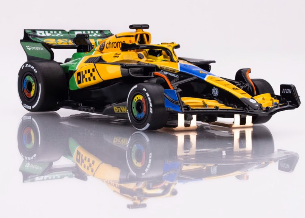 AFX McLaren MCL38 #4 Lando Norris Senna Tribute Monaco 2024 HO Scale Slot Car – 22120