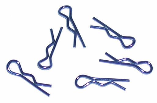 Team Associated Metallic Blue Short Body Clips 6-Pack