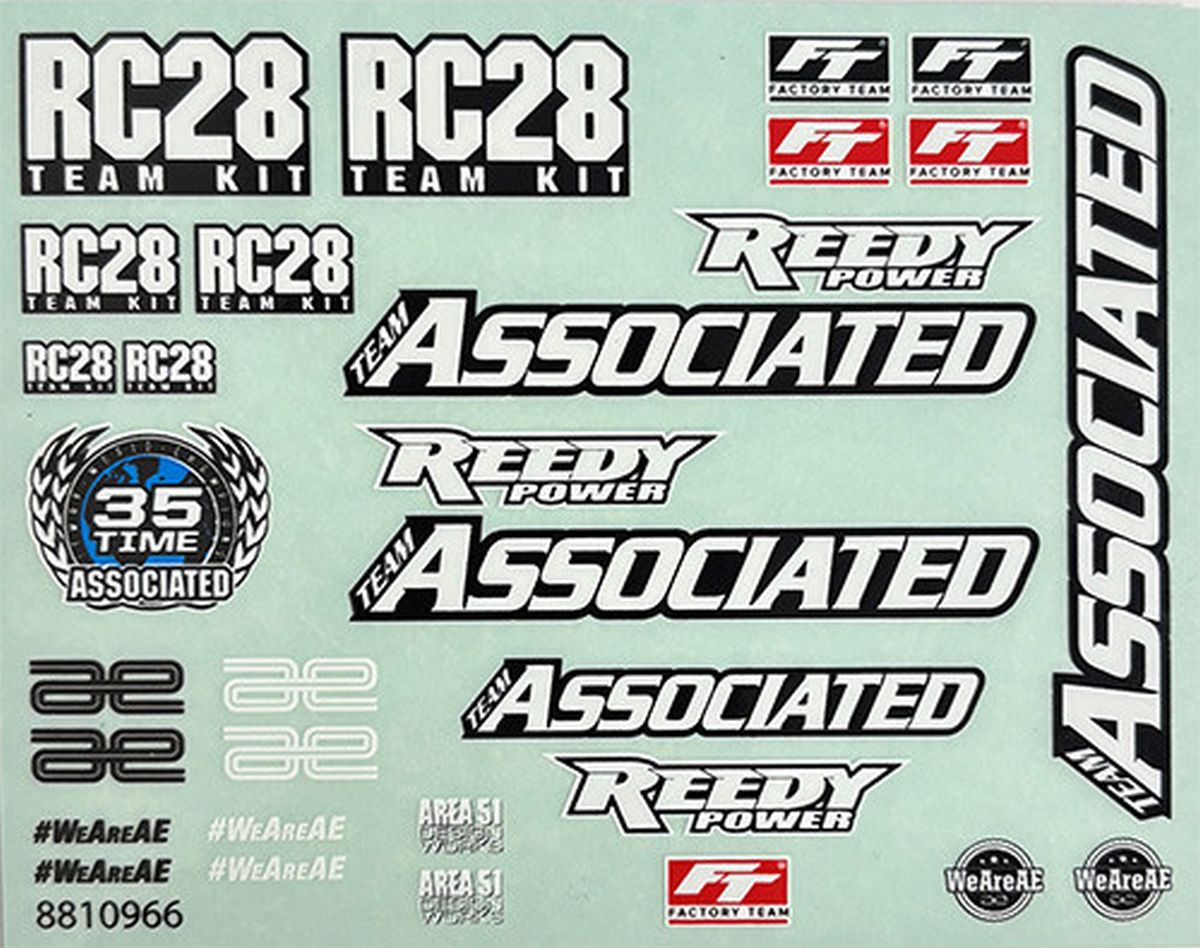 Team Associated RC28R Decal Sheet – 1/28 Scale Graphics Replacement
