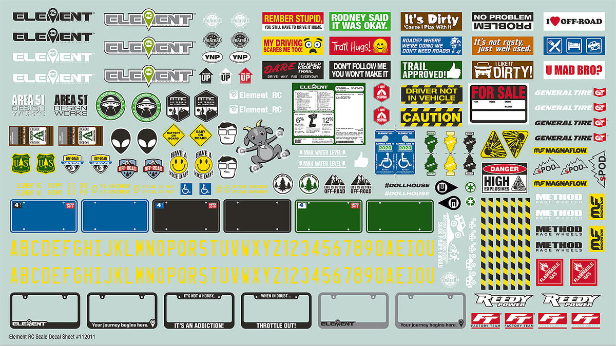 Team Associated Enduro Trucks Decal Sheet Full Color 13x7.5 Inch