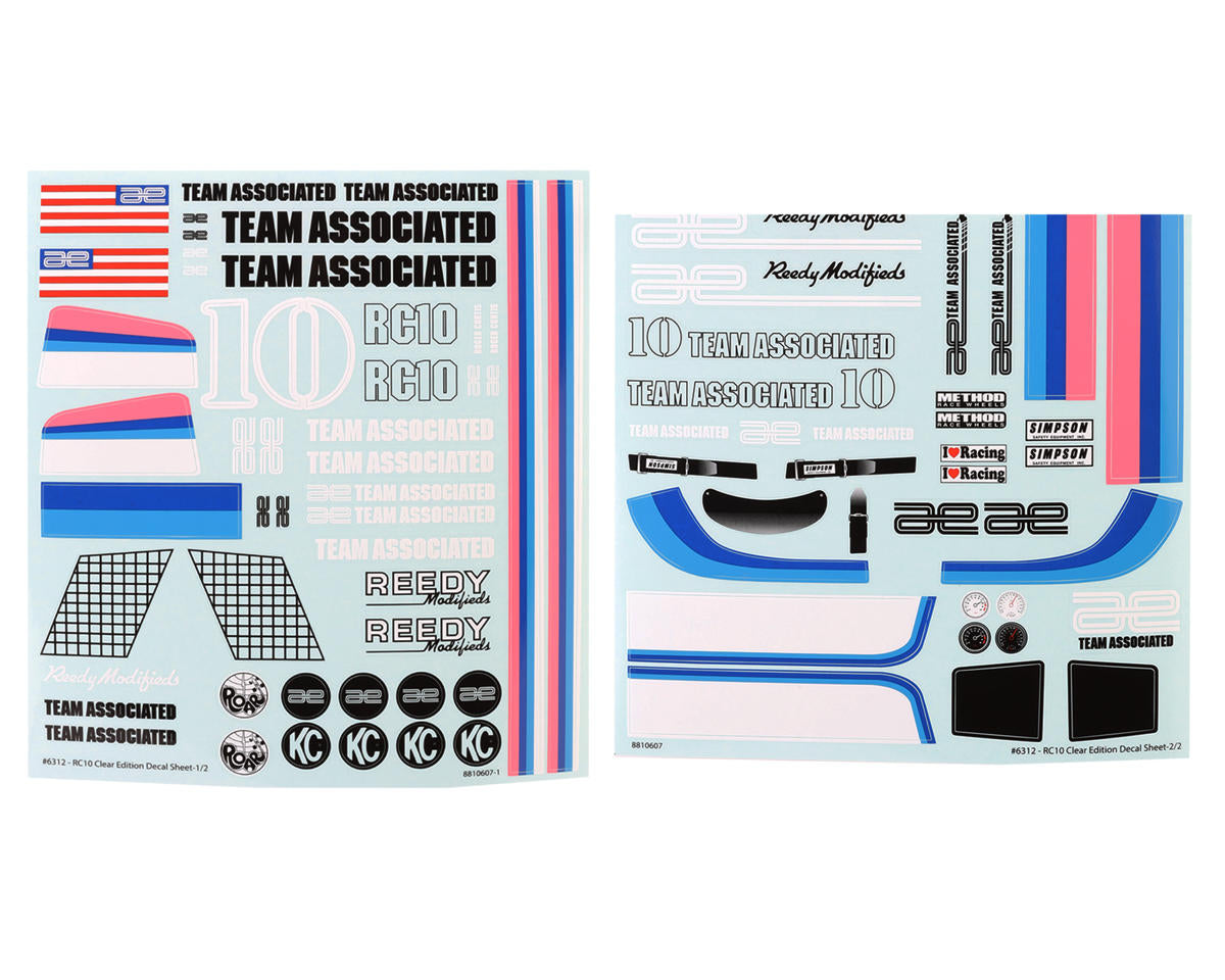 Team Associated RC10CC Decal Sheets