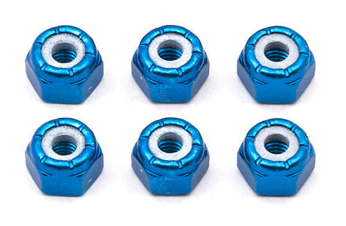 Team Associated 8-32 Blue Aluminum Locknuts 6-Pack for RC Vehicles
