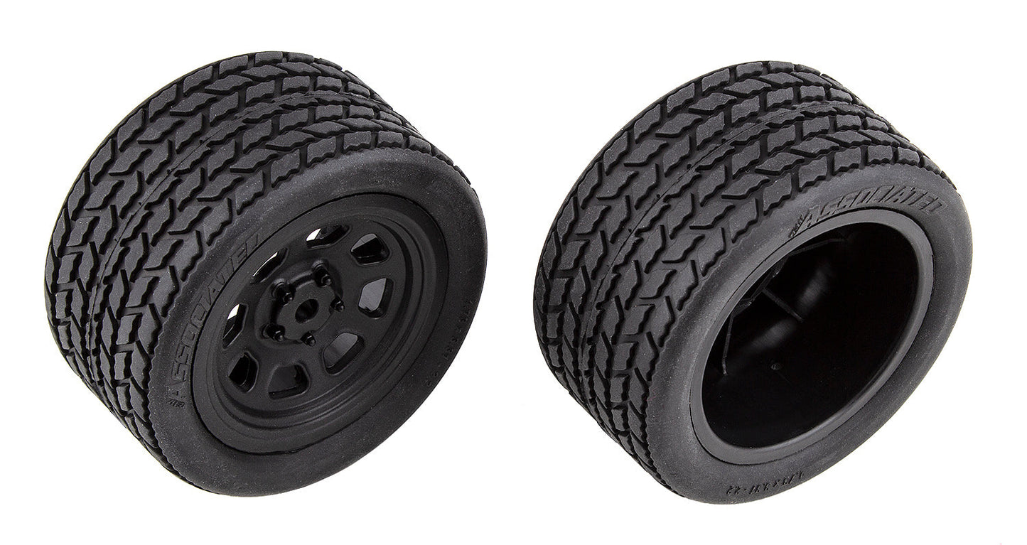Team Associated SR10 Rear Wheels with Street Stock Tires Mounted