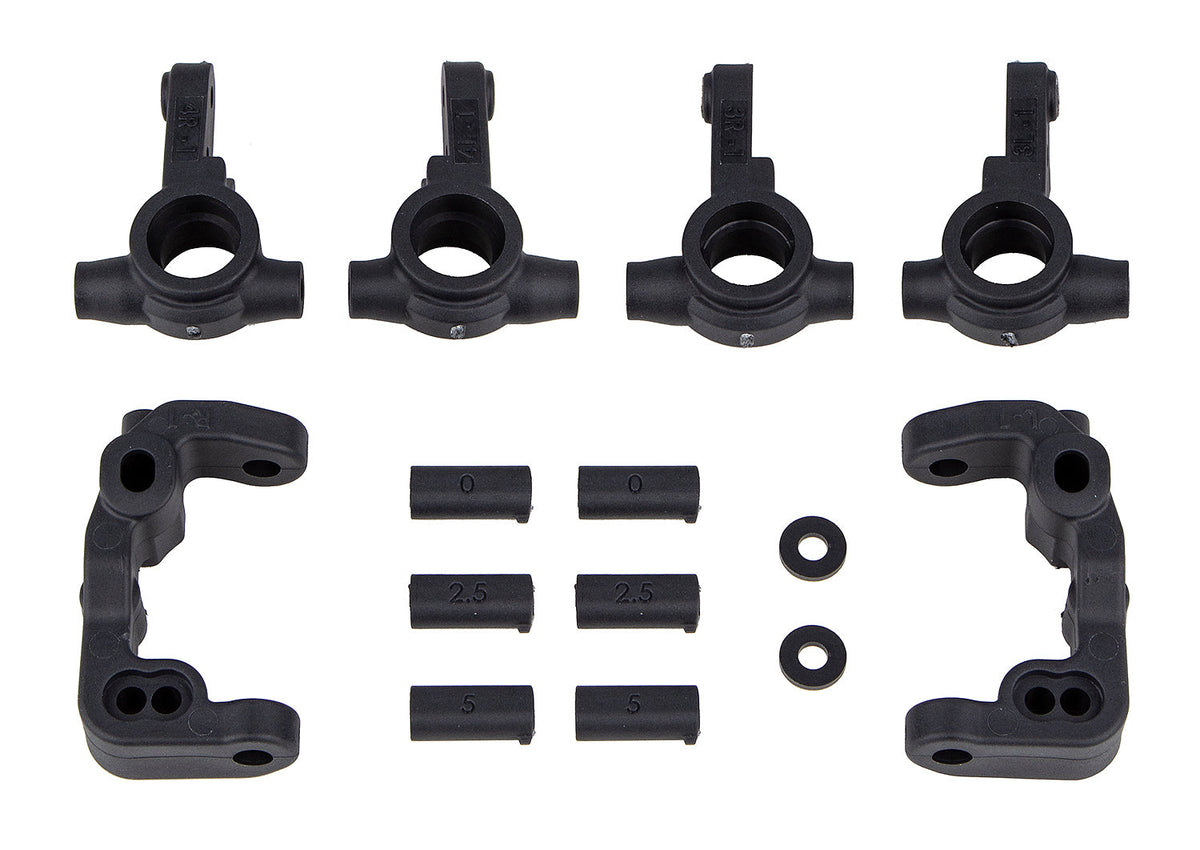 Team Associated RC10B6.4 1mm Scrub Caster and Steering Blocks Carbon