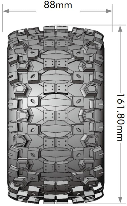 Louise R/C ST-Uphill Sport 1/8 3.8" Stadium Truck MFT Belted Tires, 17mm Hex (0" & 1/2" Offset)