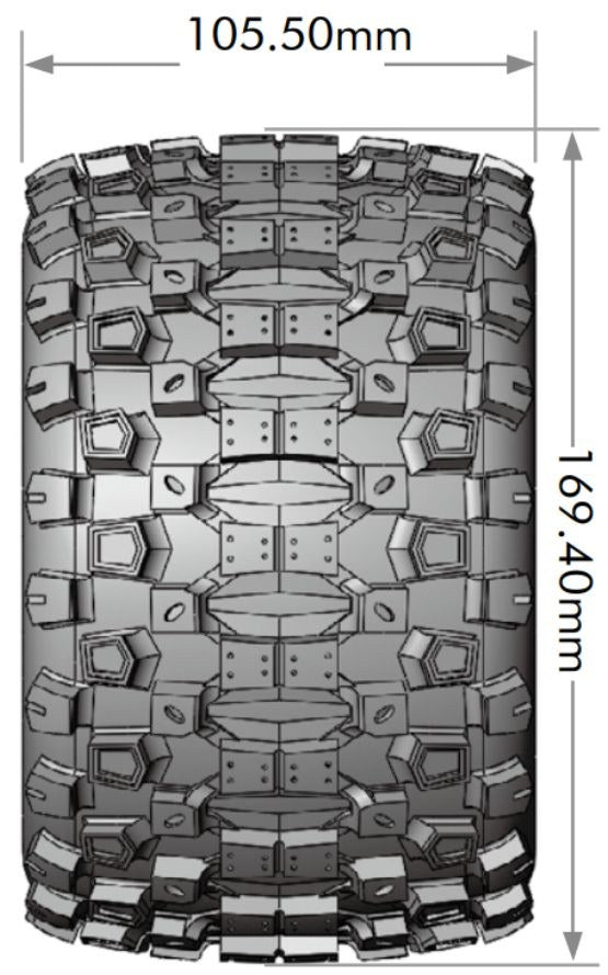 Louise R/C MT-Uphill Sport 1/8 3.8" Monster Truck MFT Belted Tires, 17mm Hex (0" & 1/2" Offset)