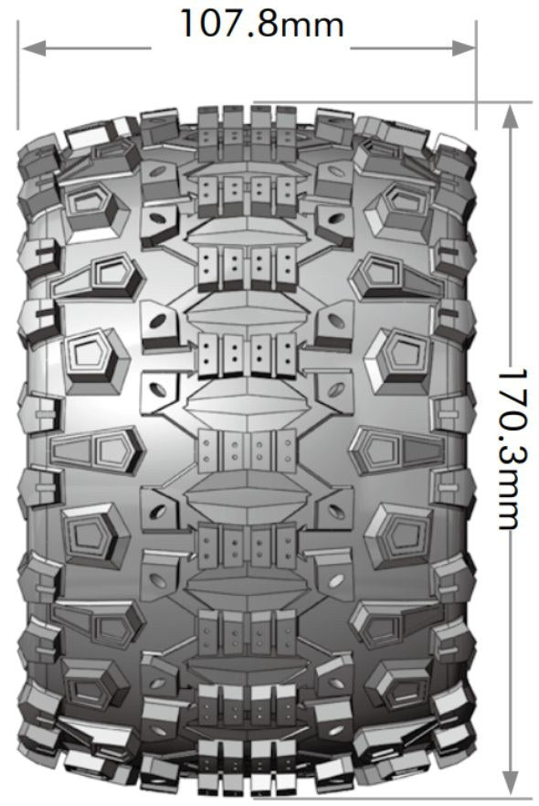 Louise R/C MT-Uphill Sport 1/8 4.2" Monster Truck MFT Belted Tires, 17mm Hex (0" & 1/2" Offset)