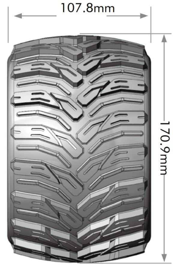 Louise R/C MT-Cyclone Sport 1/8 3.8" Monster Truck MFT Belted Tires, 17mm Hex (0" & 1/2" Offset)