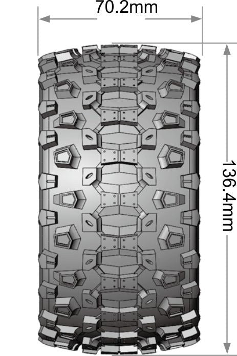 Louise R/C MT-Uphill Soft 1/10 2.8" Monster Truck Belted MFT Tires, Bead-Lock (Removable Hex)