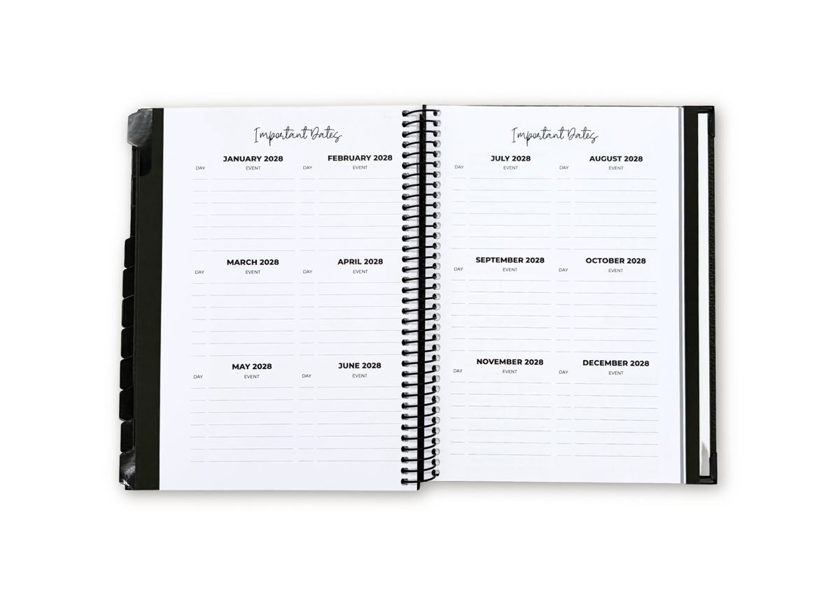 2027 Black Leather Look Weekly Planner Basic Bundle
